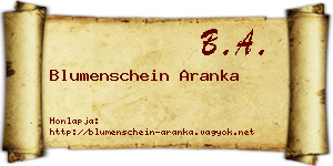 Blumenschein Aranka névjegykártya